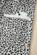 Gray Animal Print Wide Leg Terry Knit Pants