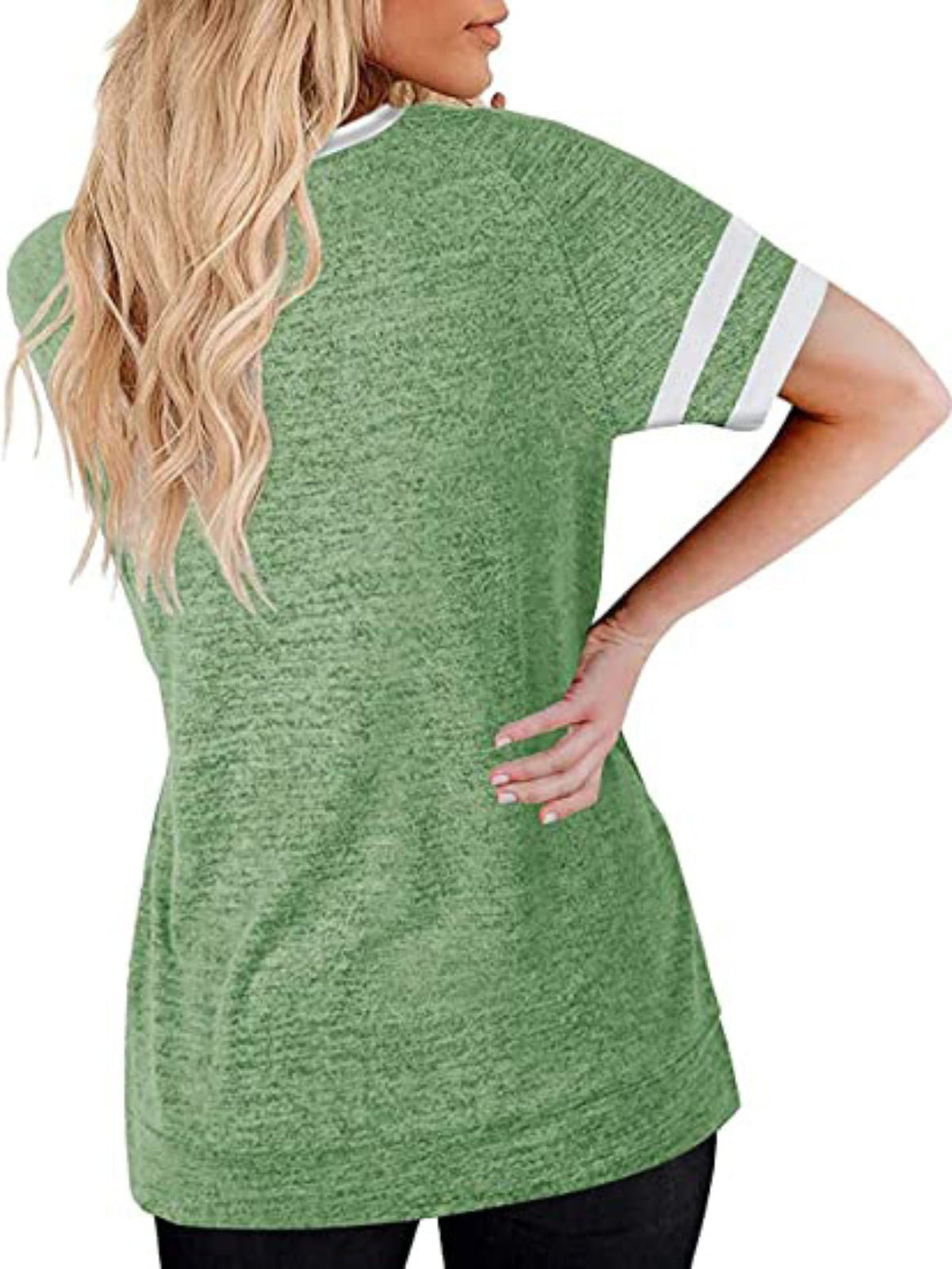 Women's T-shirt Casual V Neck Short Sleeve Loose Fashion Summer T-shirt