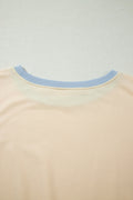 Apricot Colorblock Edge Drop Shoulder T Shirt and Skort 2Pcs Set