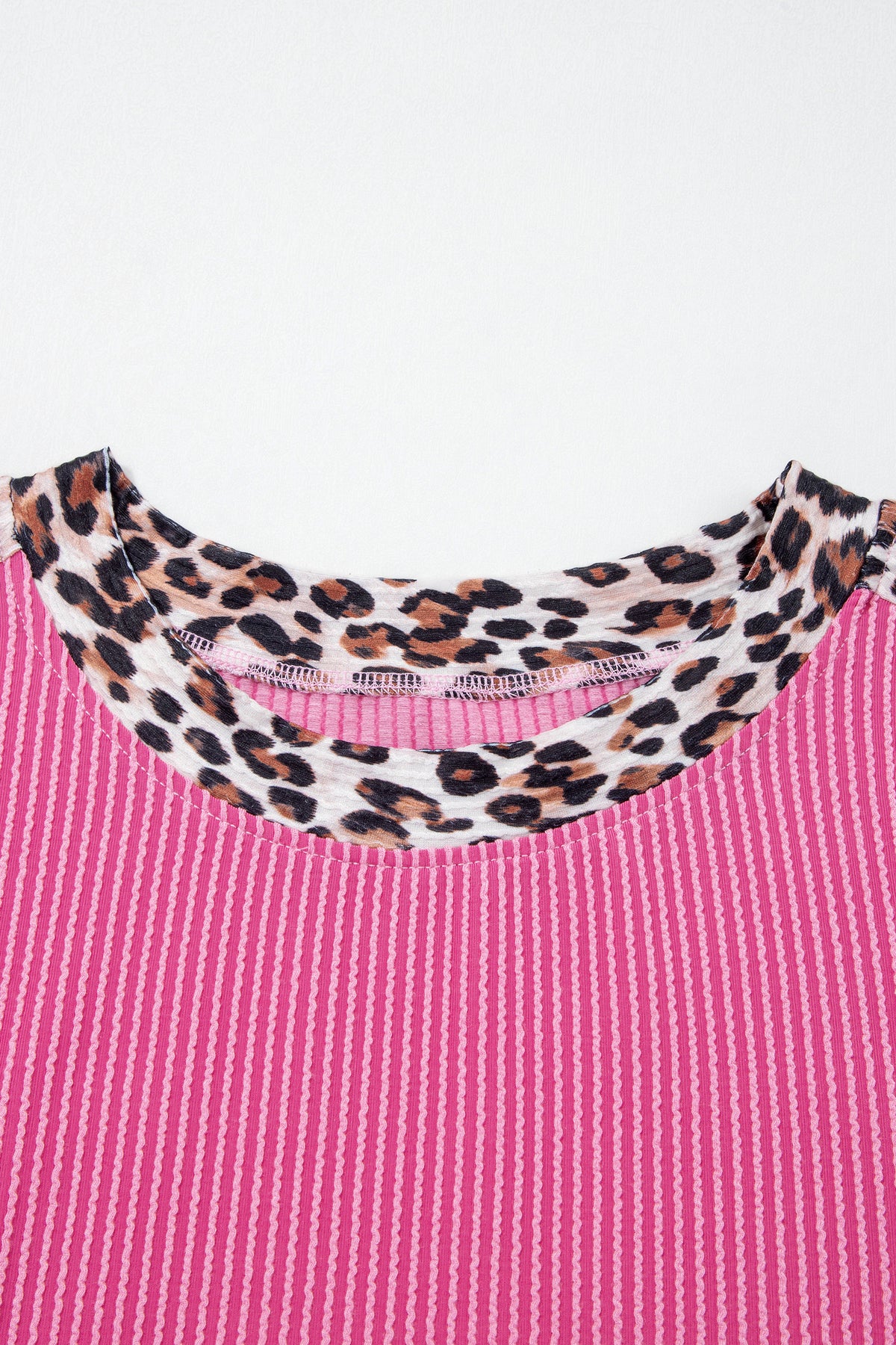 Sachet Pink Leopard Trim Twist Ribbed Short Set