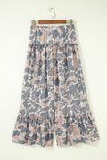 Multicolour Camo Print Wide Leg Casual Pants