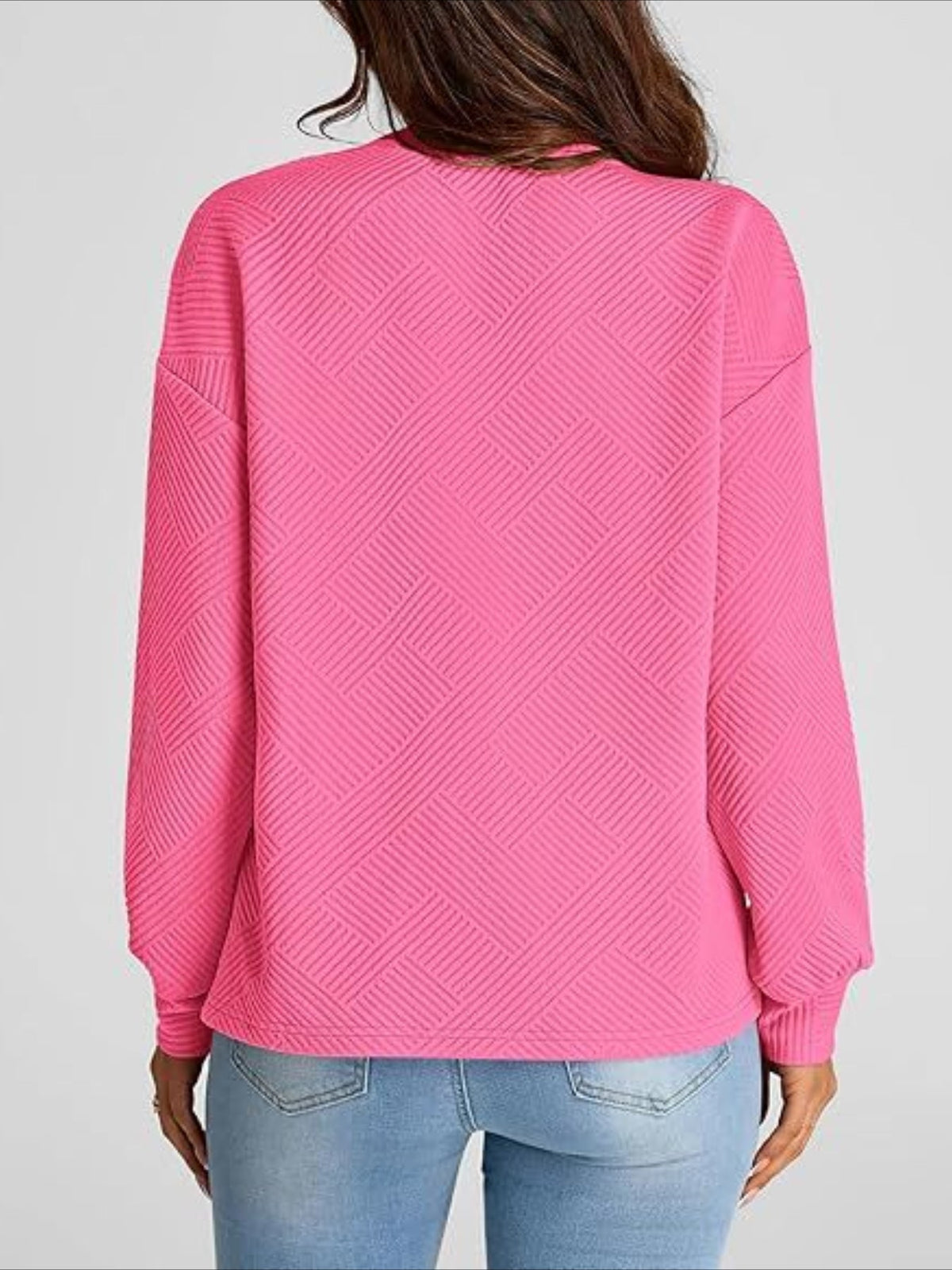 Textured Fabrics Long Sleeve Round Neck Sweatshirt