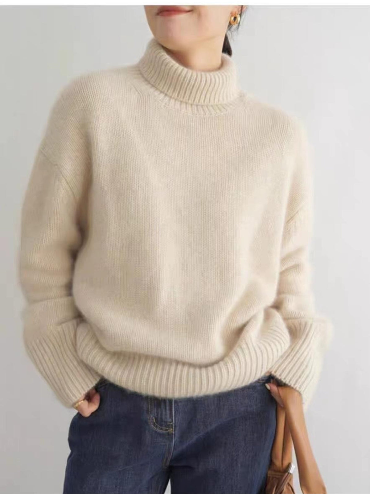 Lazy Style Loose and Versatile Knitted Pullover Sweater