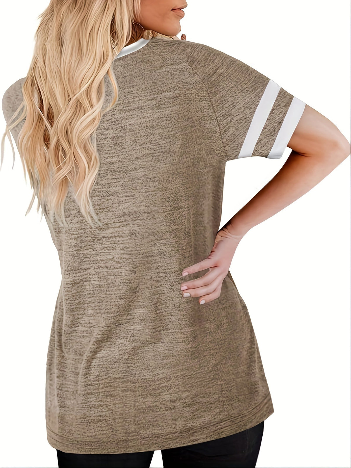 Women's T-shirt Casual V Neck Short Sleeve Loose Fashion Summer T-shirt