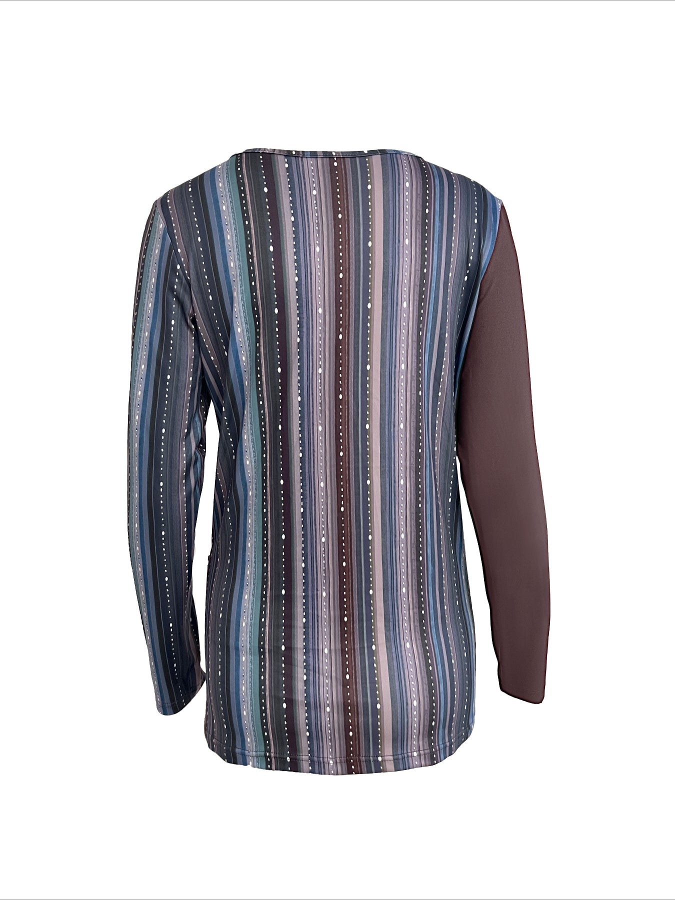 Allover Print Crew Neck T-Shirt, Casual Ring Linked Long Sleeve T-Shirt