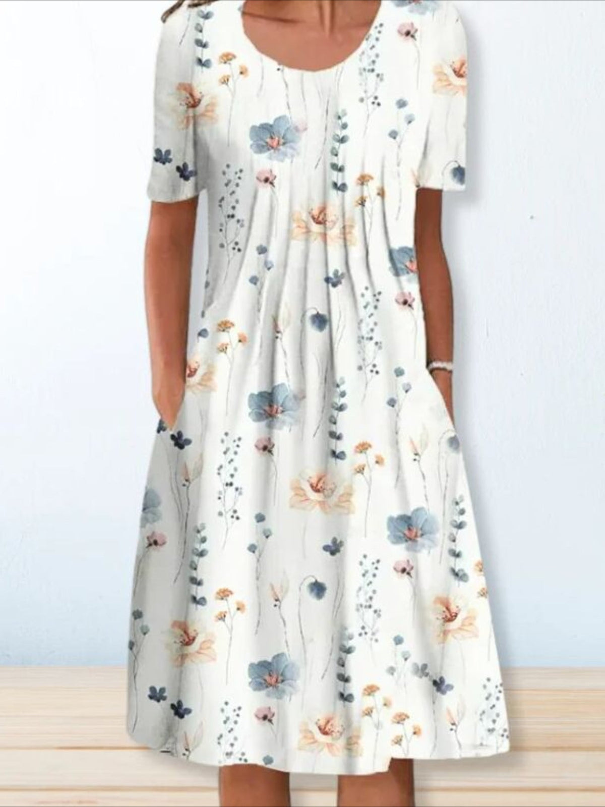 Casual Vacation Commute Floral Print Round Neck Short Sleeve Dress