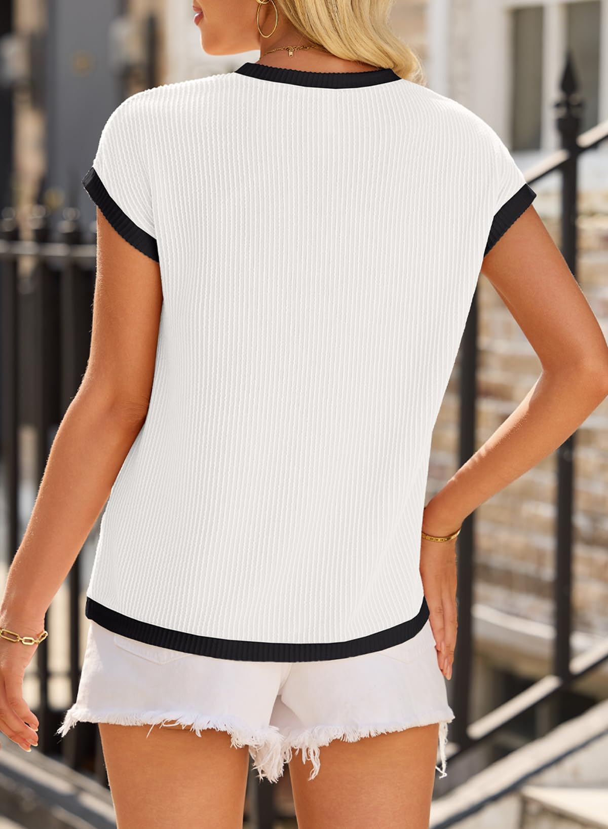Coral Jacquard Short Sleeve Round Neck T Shirt