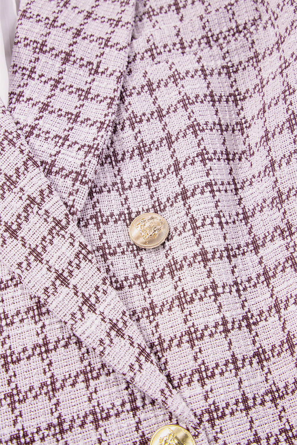 Burgundy Elegant Tweed Plaid Blazer