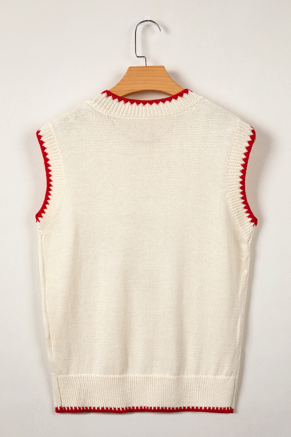 Beige Plaid Crawfish Crew Neck Knit Sweater Vest