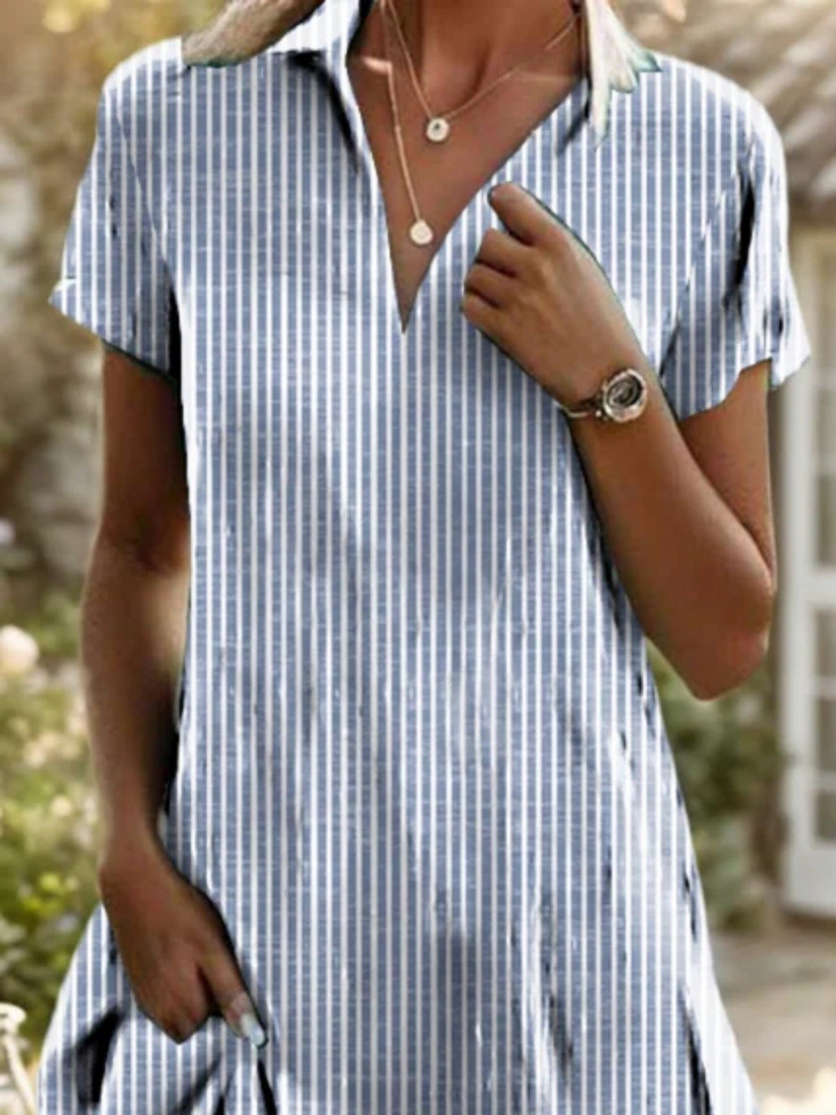 Women's Short Sleeve Floral Shirt Collar Daily Going Out Casual Midi Dress