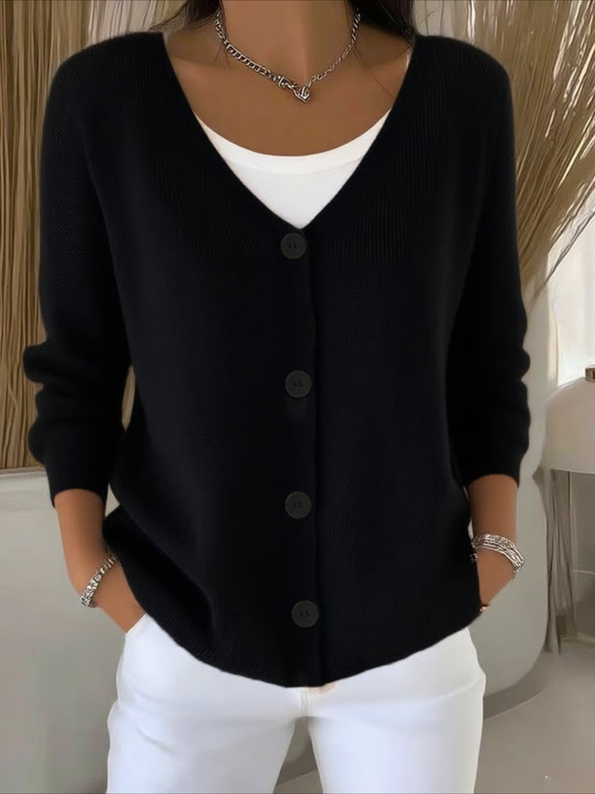 Plain Long Sleeve Comfy Casual Cardigan