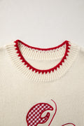 Beige Plaid Crawfish Crew Neck Knit Sweater Vest