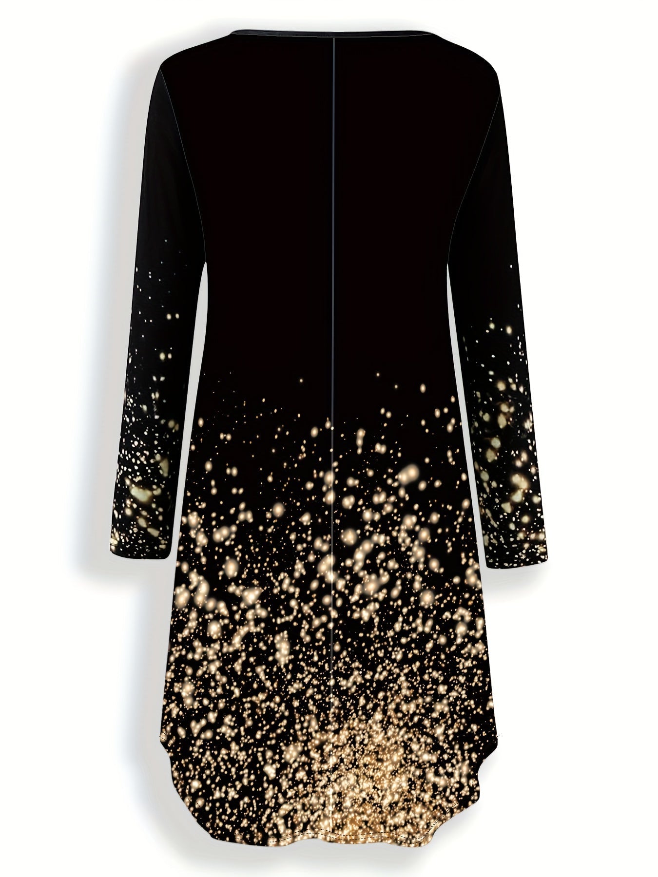 Graphic Print Dress with Long Sleeves and Pockets - Casual and Comfortable