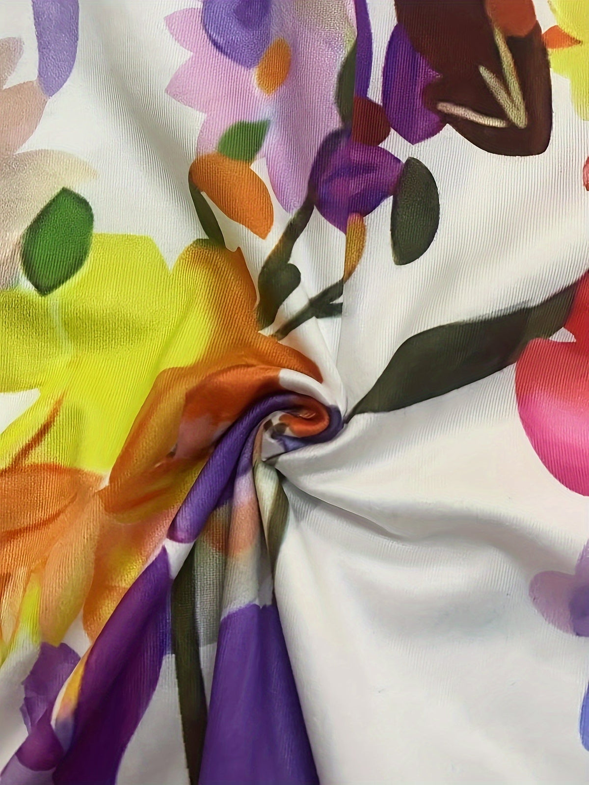 Floral Print V Neck Dress, Casual Split Hem A-line Dress