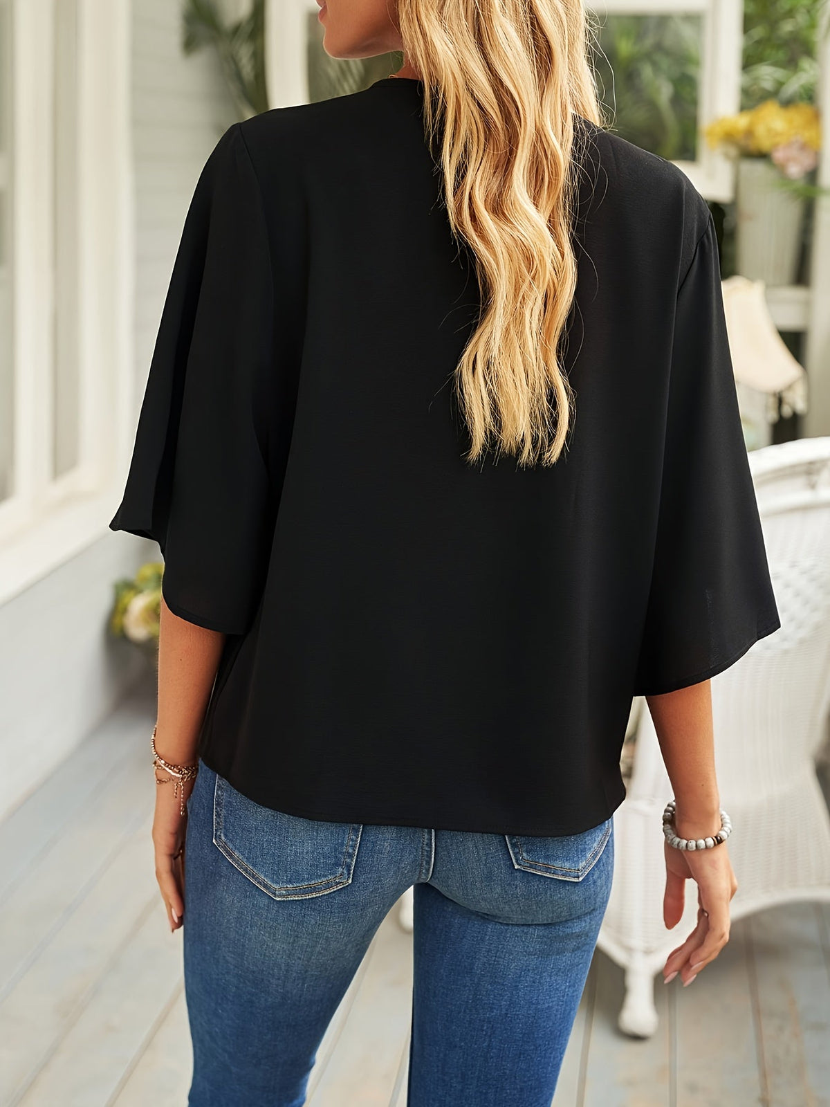 Women's Solid Cowl Neck Batwing Sleeve Blouse - Casual and Comfortable Fashion Top