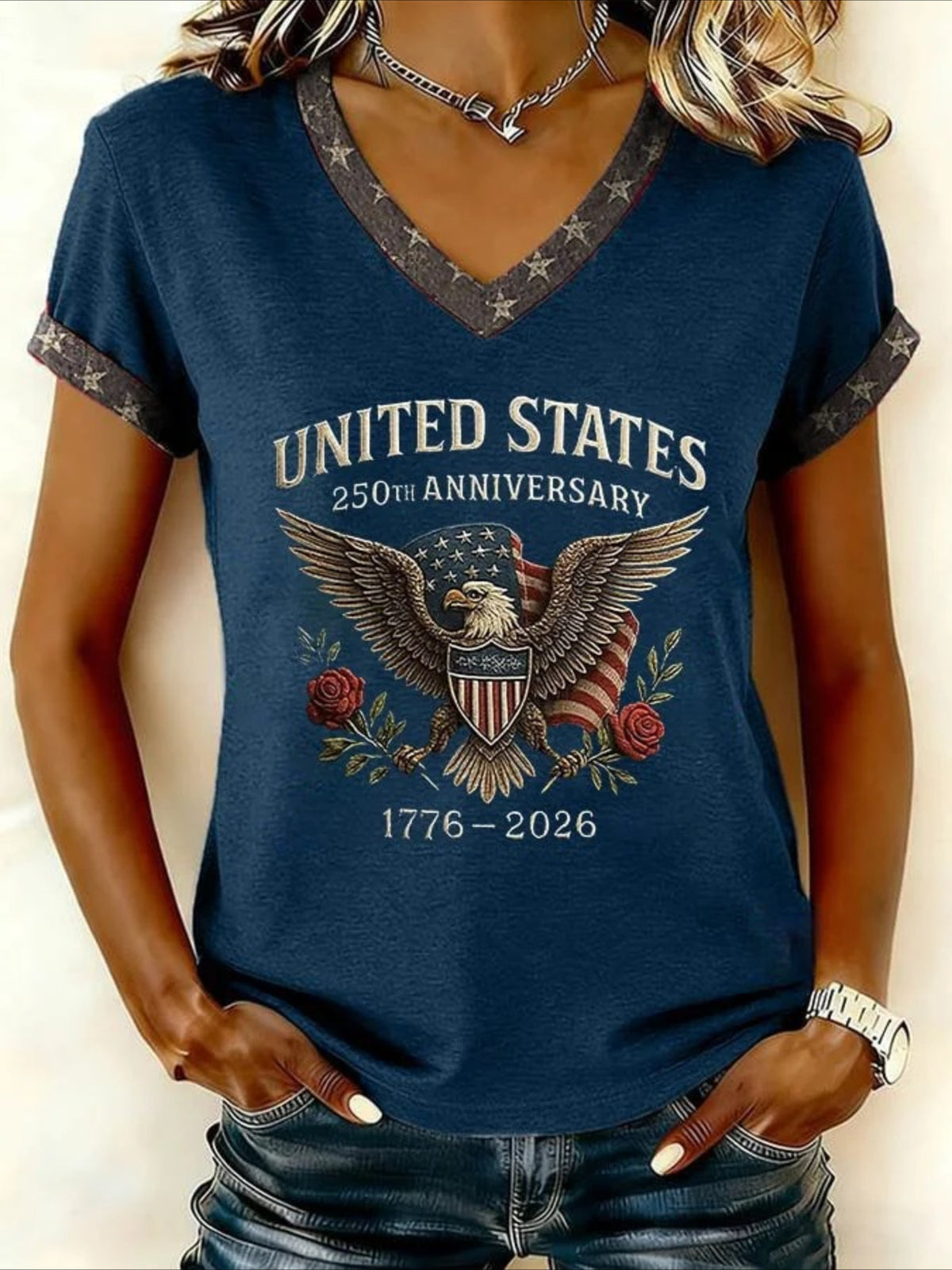 Vintage America 250th Anniversary Print T-Shirt