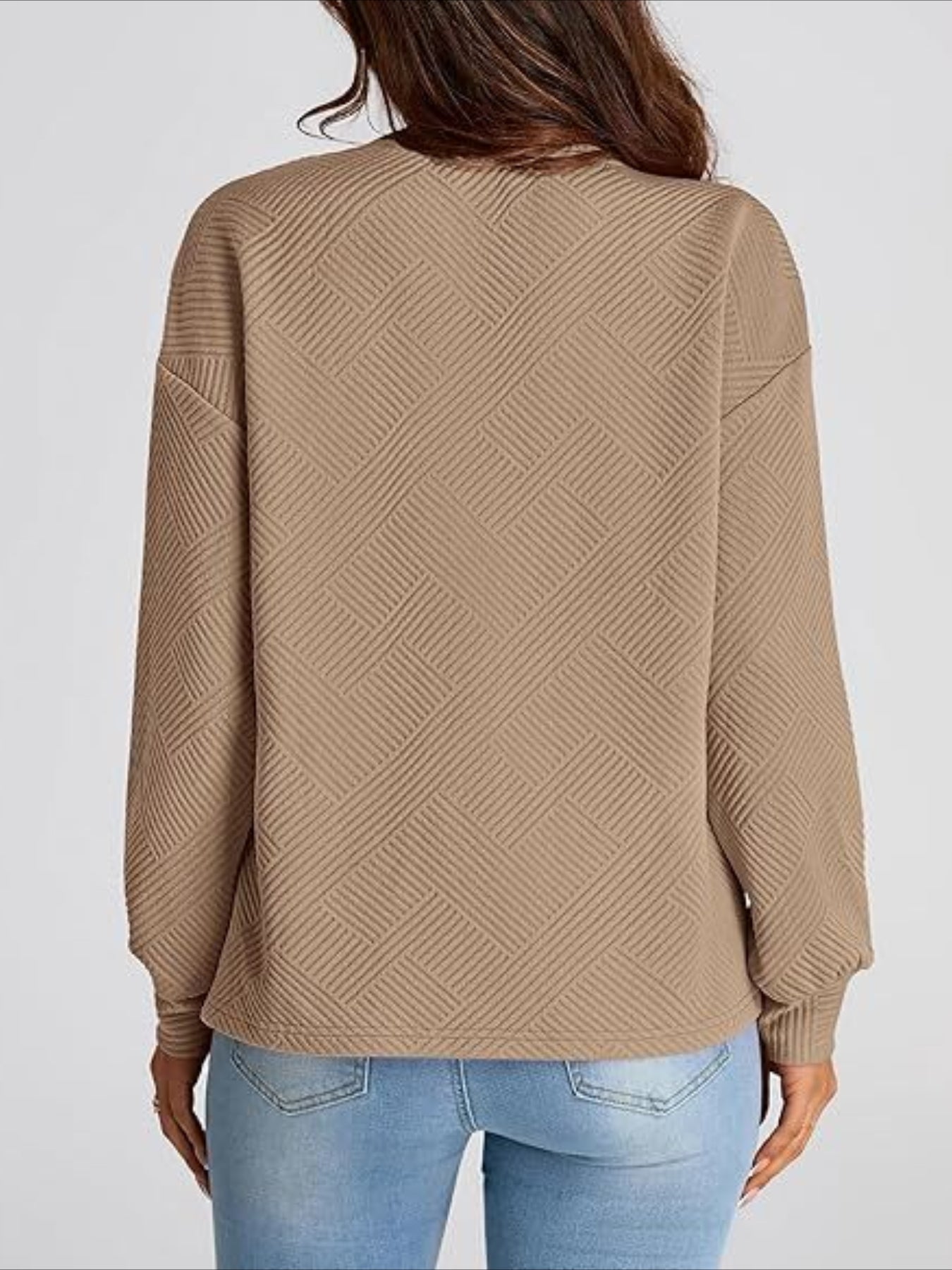 Textured Fabrics Long Sleeve Round Neck Sweatshirt