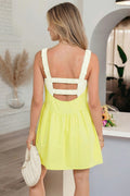 Yellow Cream Faux Two Piece Gingham Contrast Patchwork Loose Mini Dress