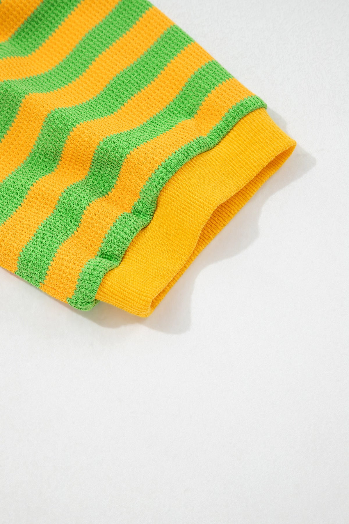 Yellow Stripe Puff Short Sleeve T Shirt Matching Shorts Set