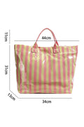 Pink Glossy Striped Vinyl Large Tote Bag (Color Varied)