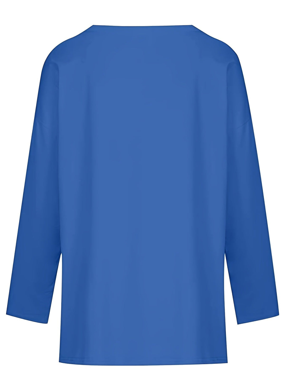 Women's Solid Color Oversized Tops, V-Neck Long Sleeve T-Shirts, Casual Loose Shirts