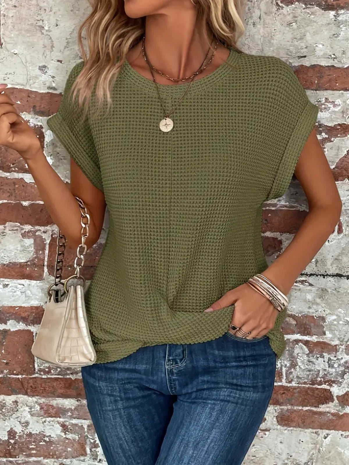 Twist Hem Crew Neck T-Shirt, Casual Short Sleeve T-Shirt