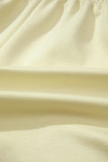 Yellow Cream Solid Color Exposed Seam Mock Neck Oversize Tee Casual Shorts 2pcs Outfit