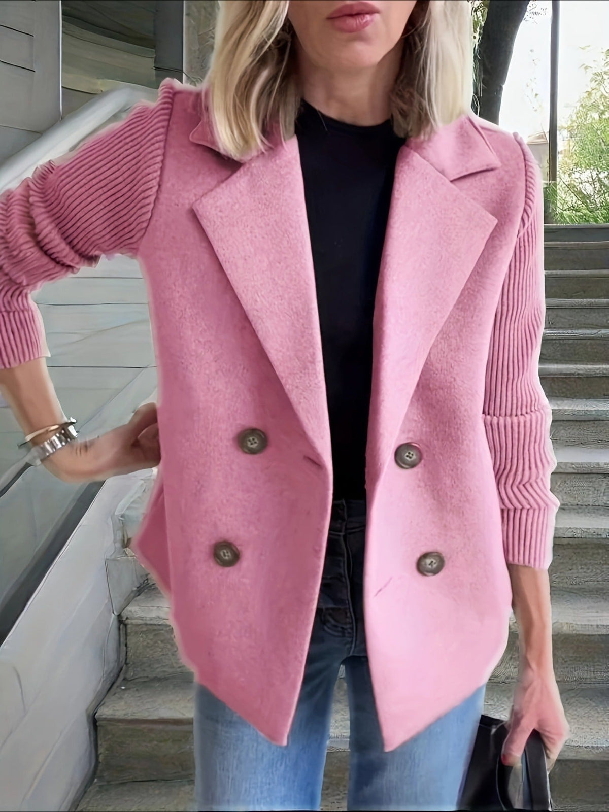 Blazer-collar Casual Top Fleece Coat