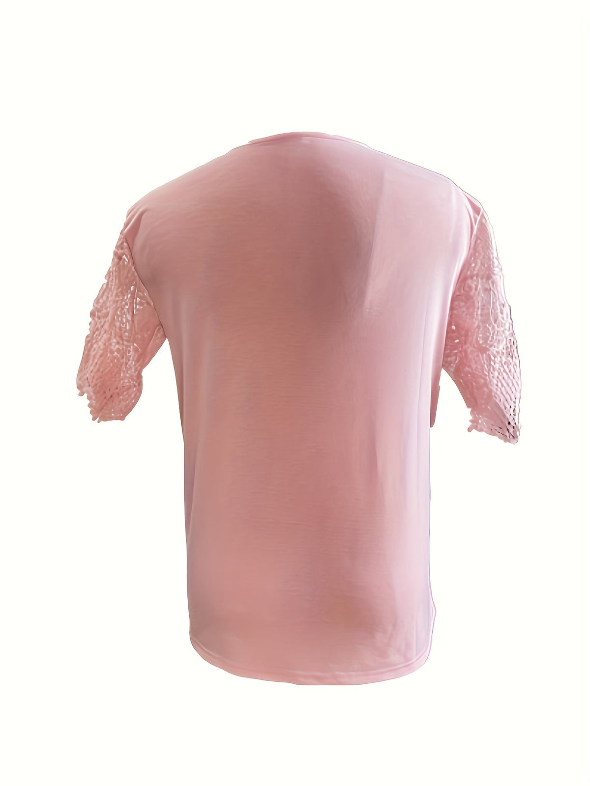 Pure Color Lace Patchwork Short Sleeve T-shirt