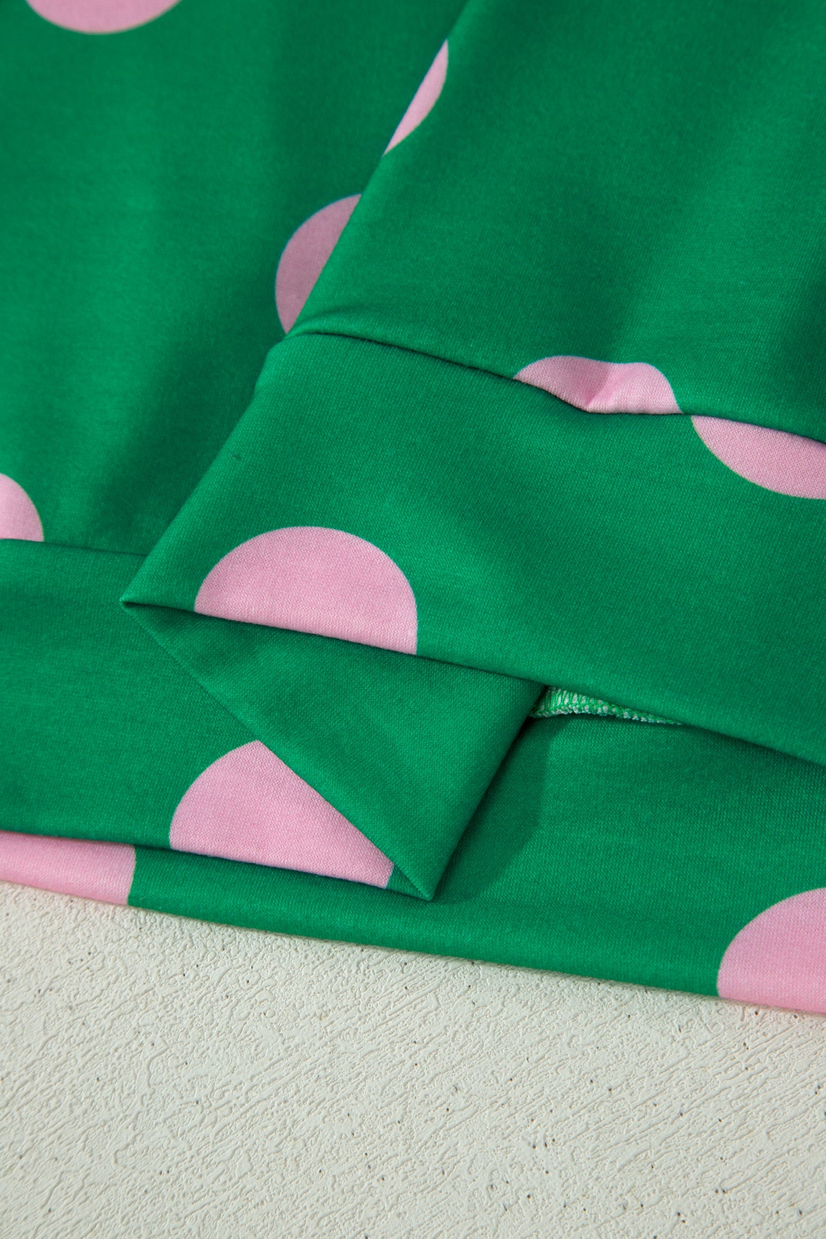 Green Polka Dot Print V Neck Tee Short Set