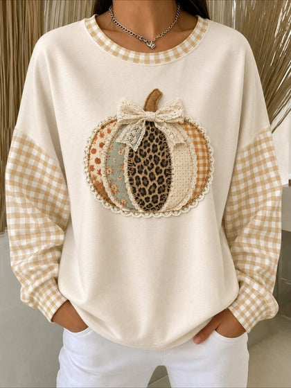 Pumpkins Halloween Printed Crew Neck Long Sleeve Sweater Hoodie