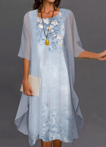 Women??s 2-piece Floral Print Dress Set with Loose Sleeveless Maxi Dress and Long Sleeve Cardigan Outwear.