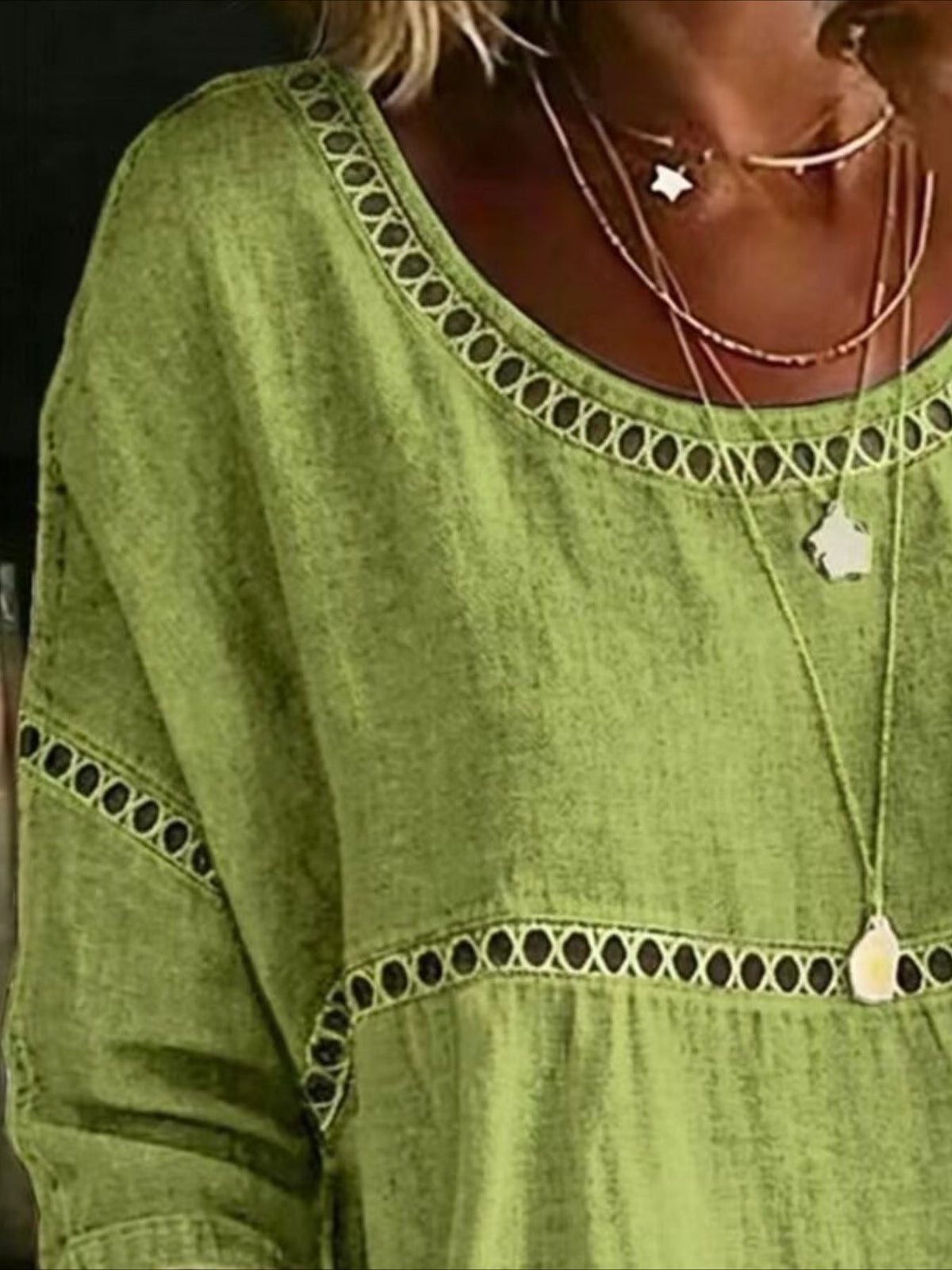 Flower Printed Mid Sleeve Pleated Round Neck Top