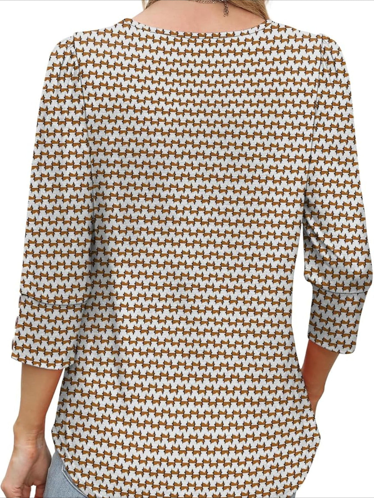 3/4 Sleeve with Buttons Dressy Casual Blouses