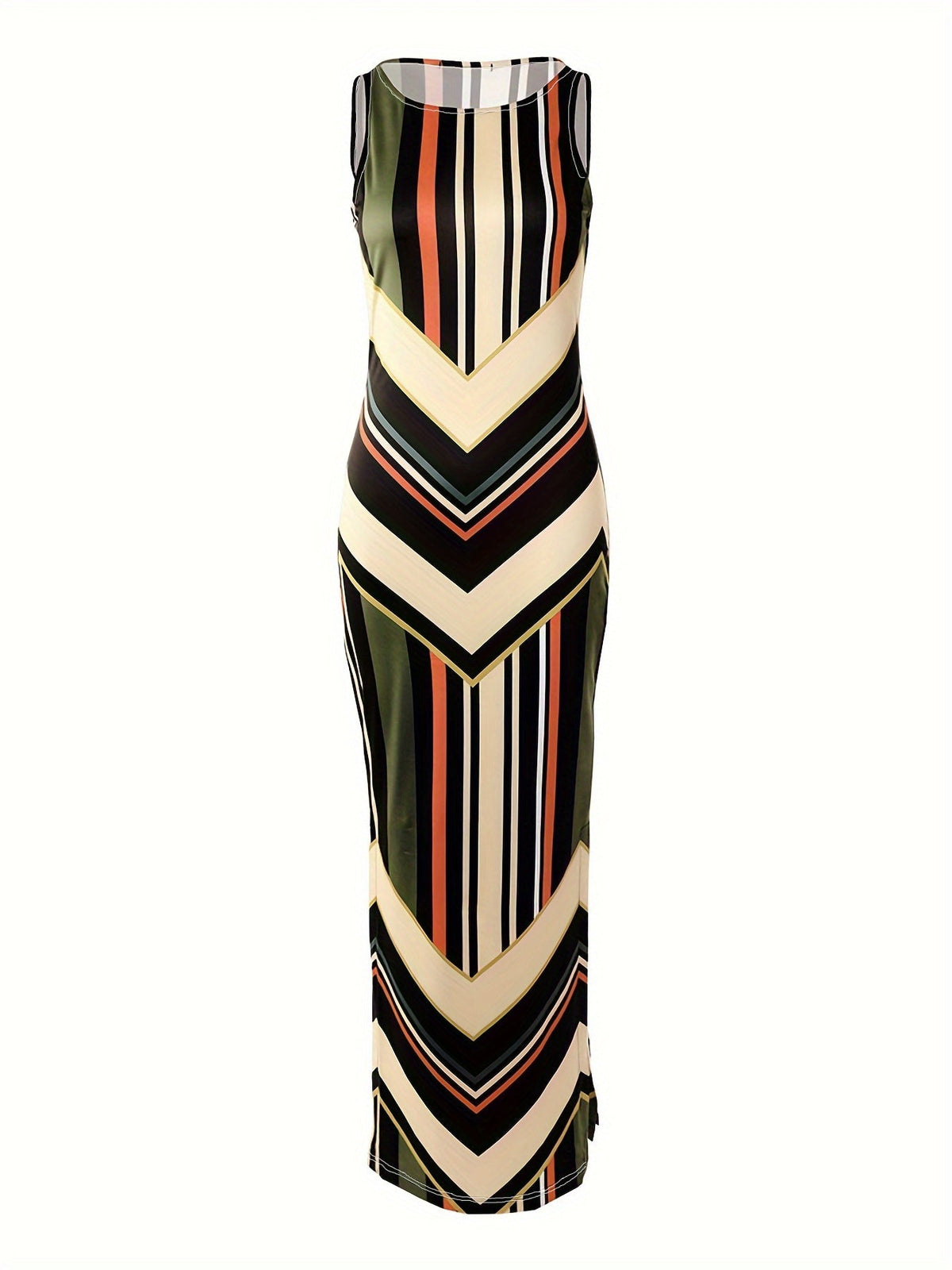 Sleeveless Maxi Dress, Side Slit Casual Dres