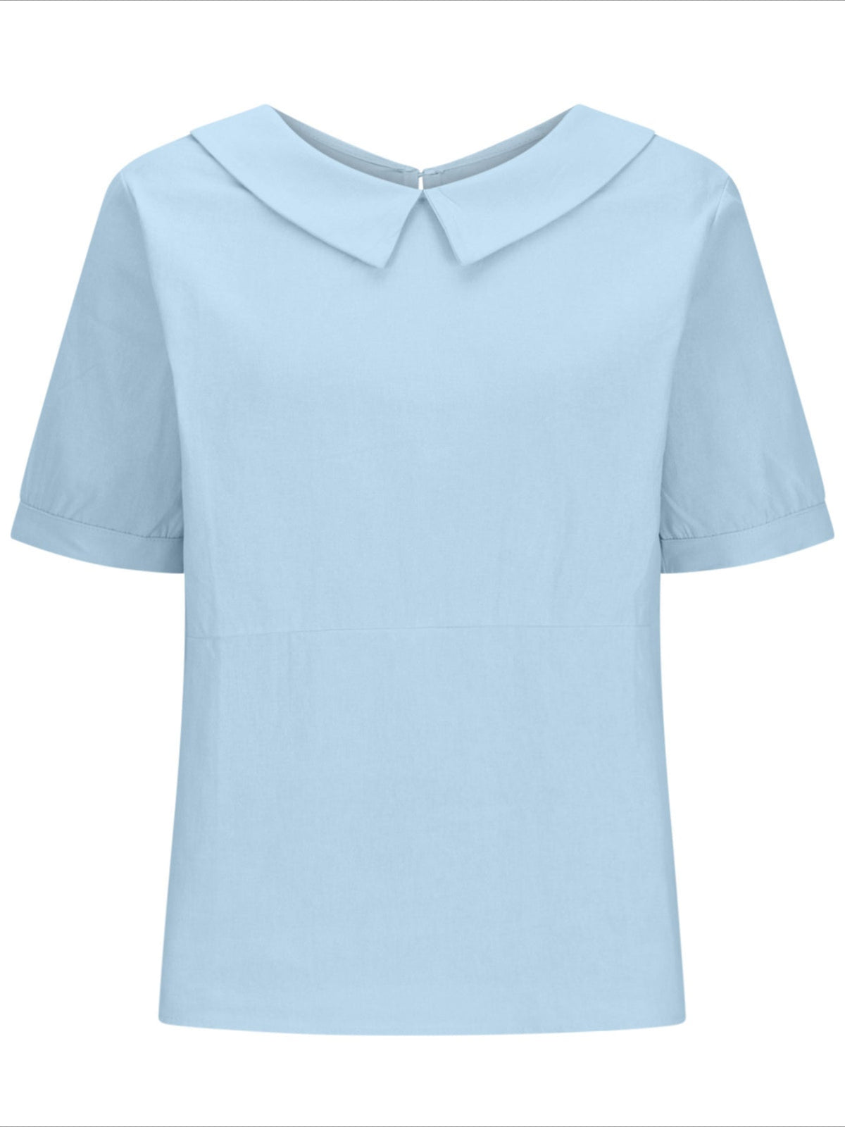 Solid Color Loose Lapel Short Sleeve Cotton Top