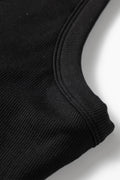 Black Slim Ribbed Padded Tank Top