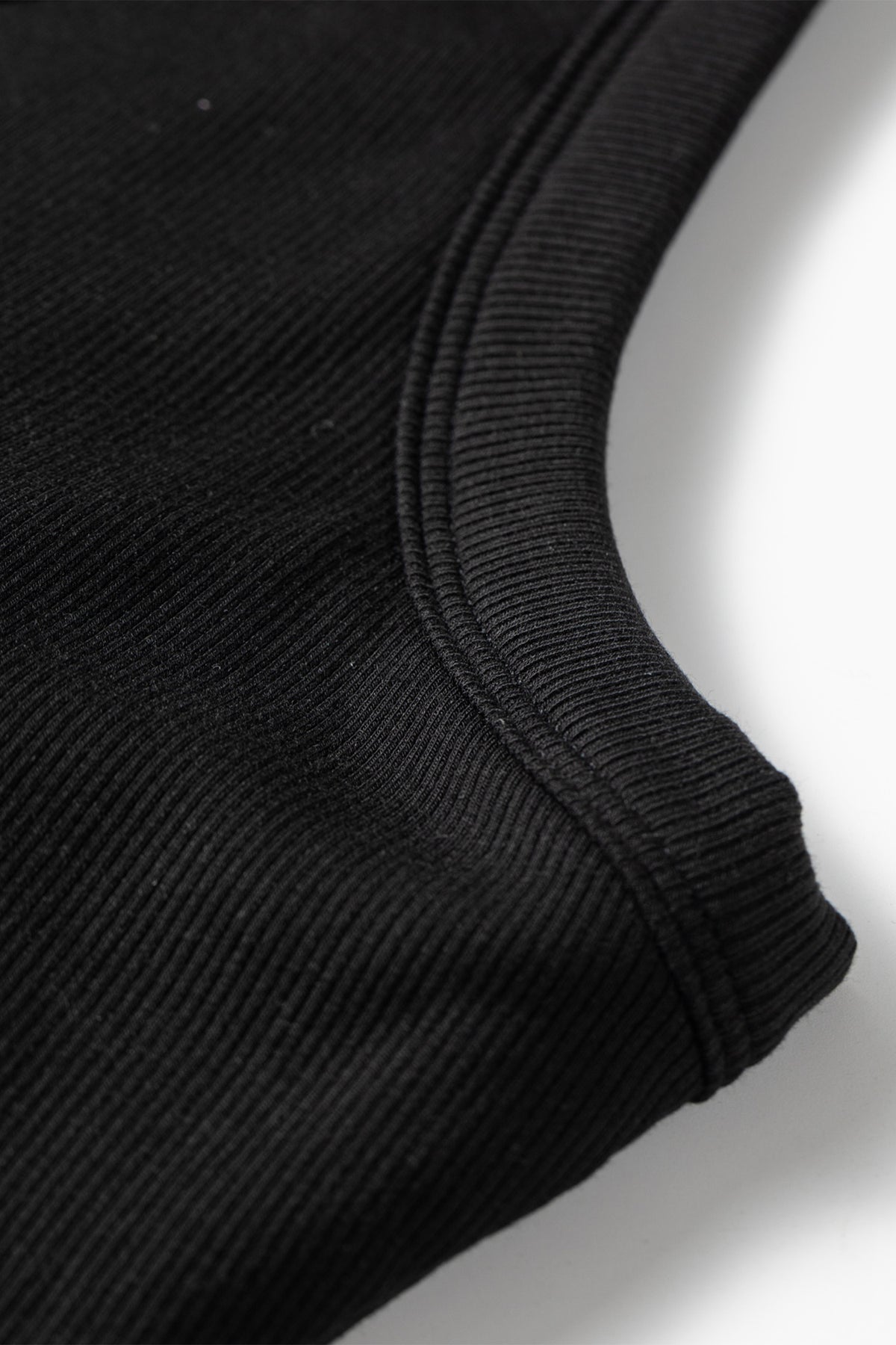 Black Slim Ribbed Padded Tank Top