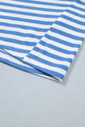 Sky Blue Stripe Nautical Tie Contrast Trim Round Neck T Shirt Mini Dress