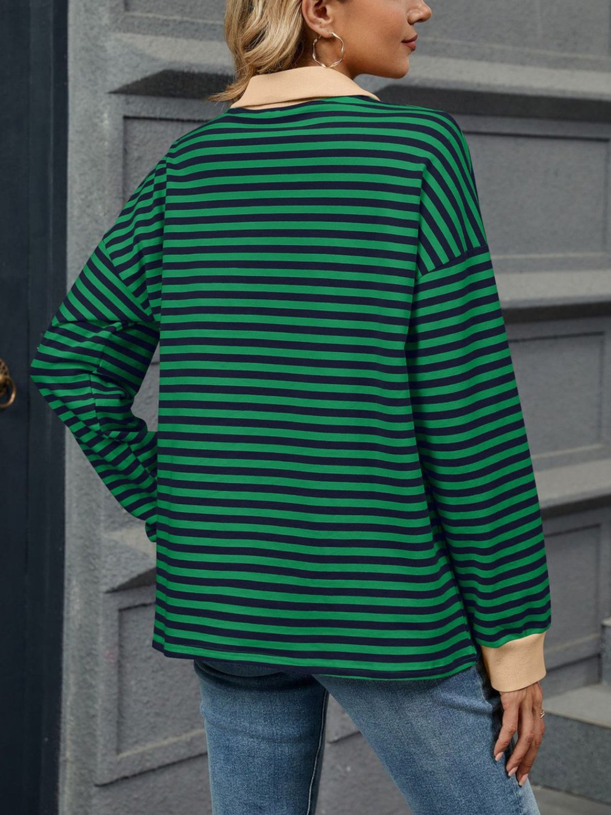 Patchwork Striped Long Sleeve T Shirt