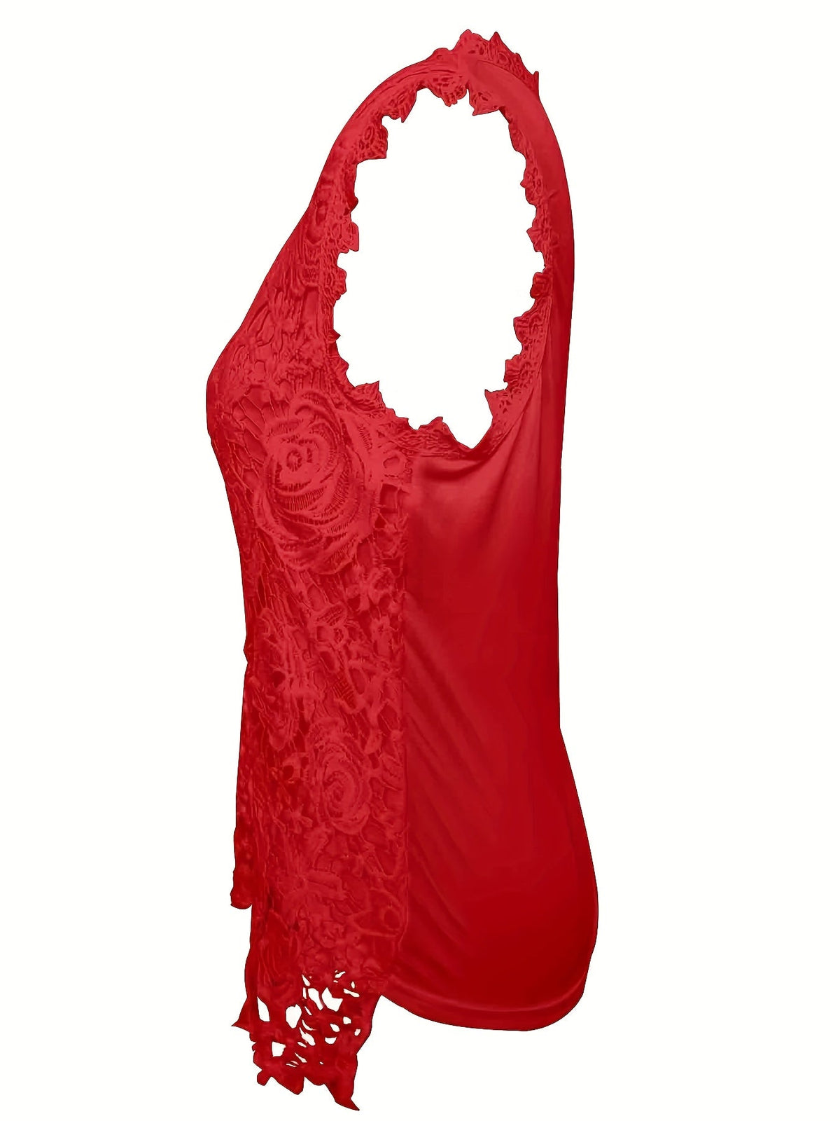 Sleeveless Lace Floral Square Neck Tank Top