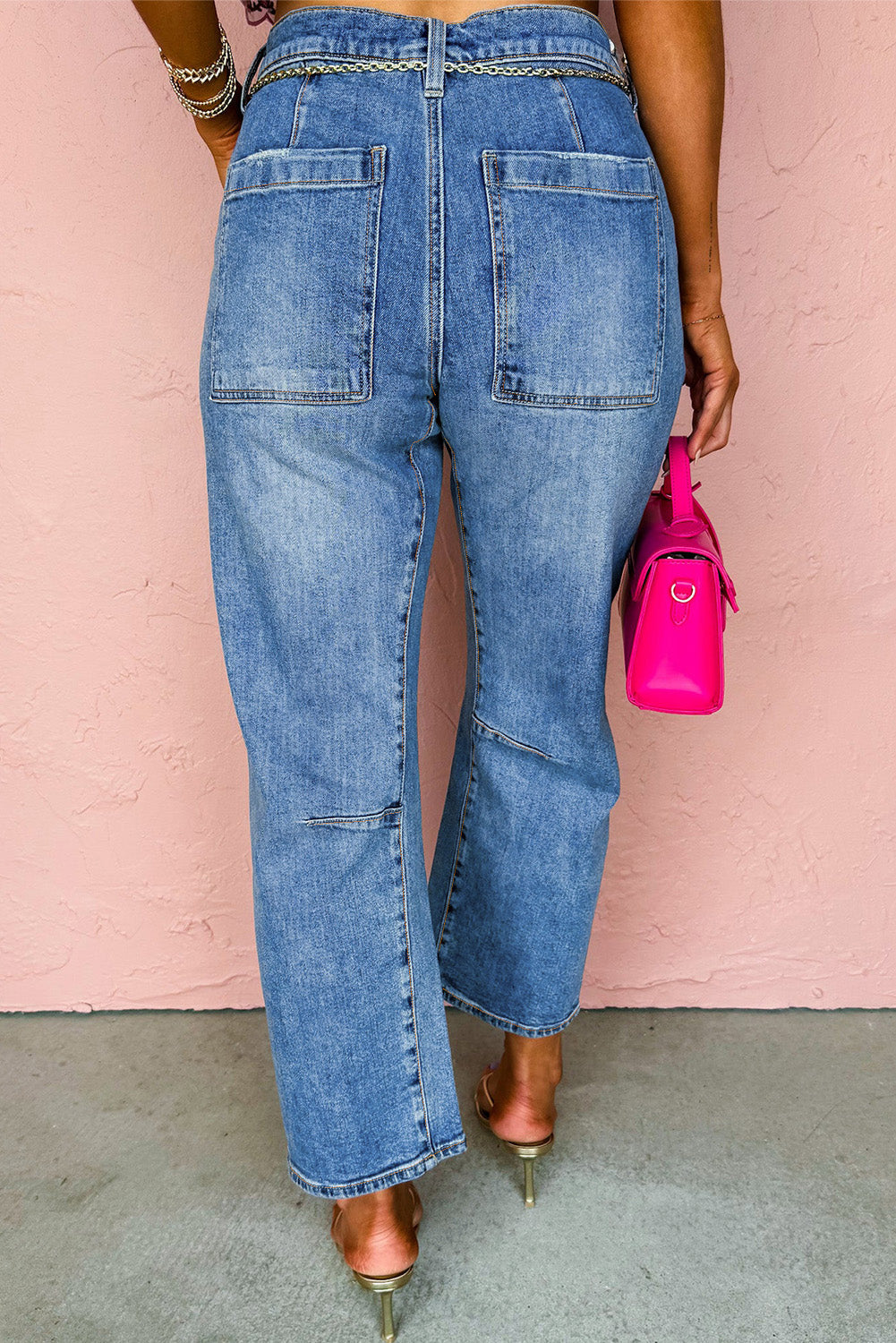 Dusk Blue High Waist Straight Leg Ankle Jeans