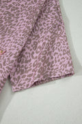 Pink Leopard Retro Studded Star Patch Loose Tee