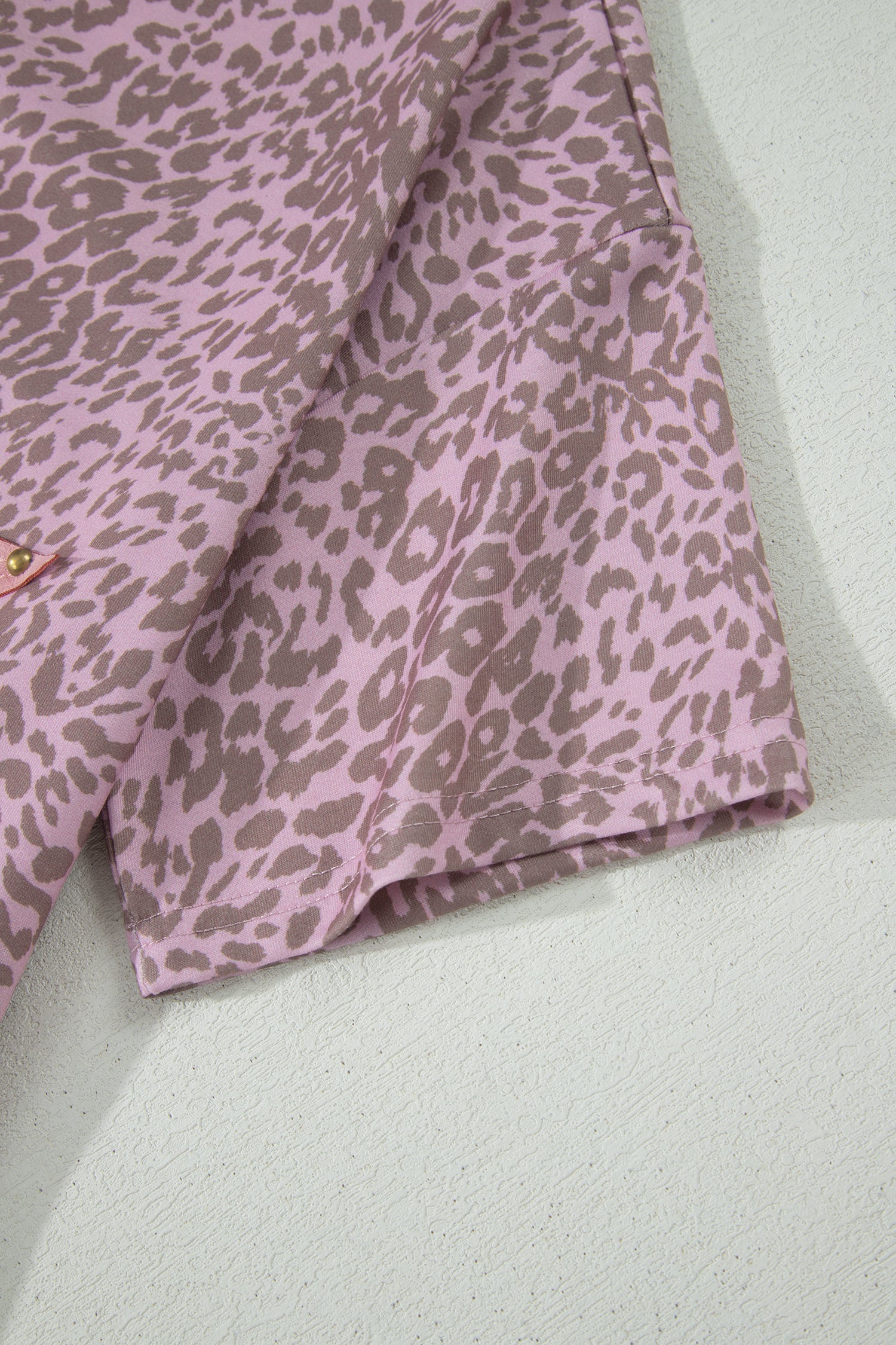 Pink Leopard Retro Studded Star Patch Loose Tee
