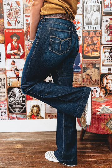 Sail Blue Western Stitch Patched Pocket Bootcut Jeans