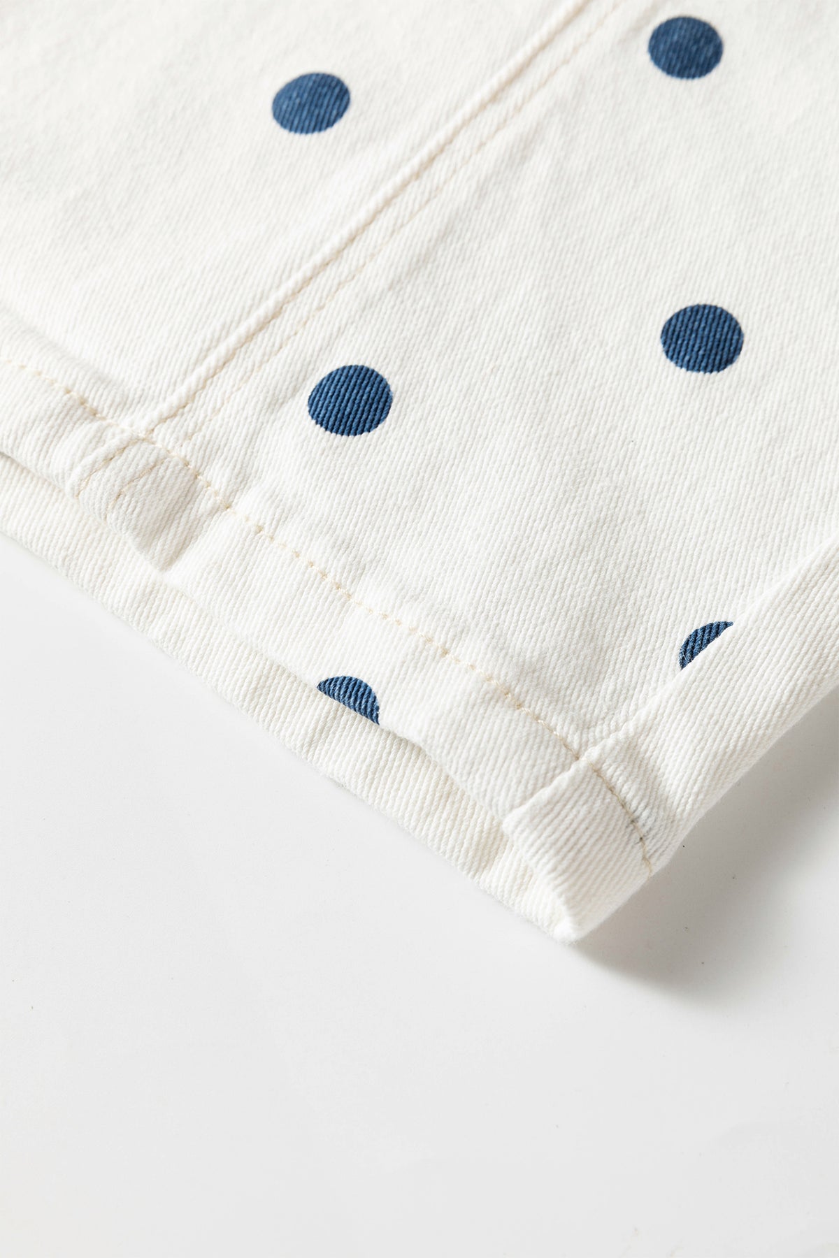 Blue Tailored Seam Polka Dot Print Barrel Casual Jeans