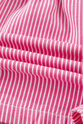 Pink Stripe Drawstring Elastic Waist Casual Denim Shorts