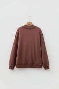 Coffee Oversize Drop Shoulder Reversible Mock Neck Sweatshirt