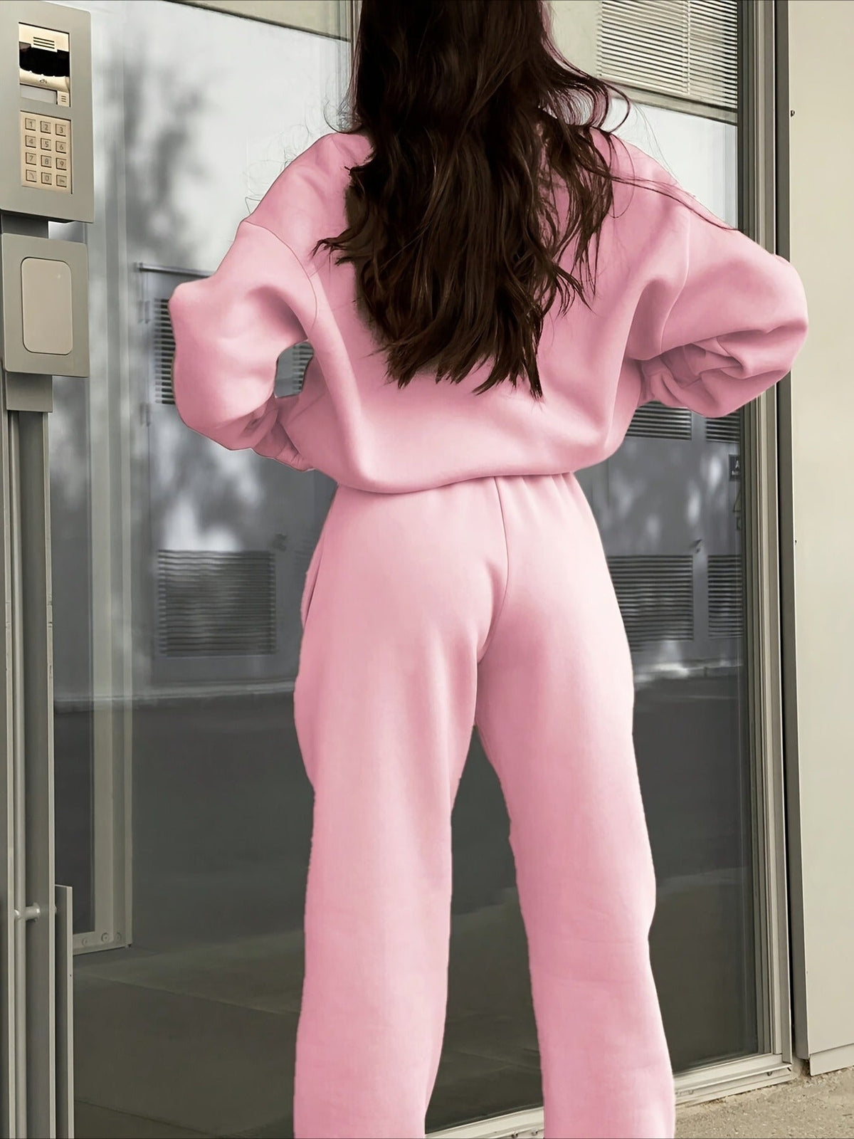 Cozy Fleece Zip-Up Top & Loose Pants Two-Piece Set