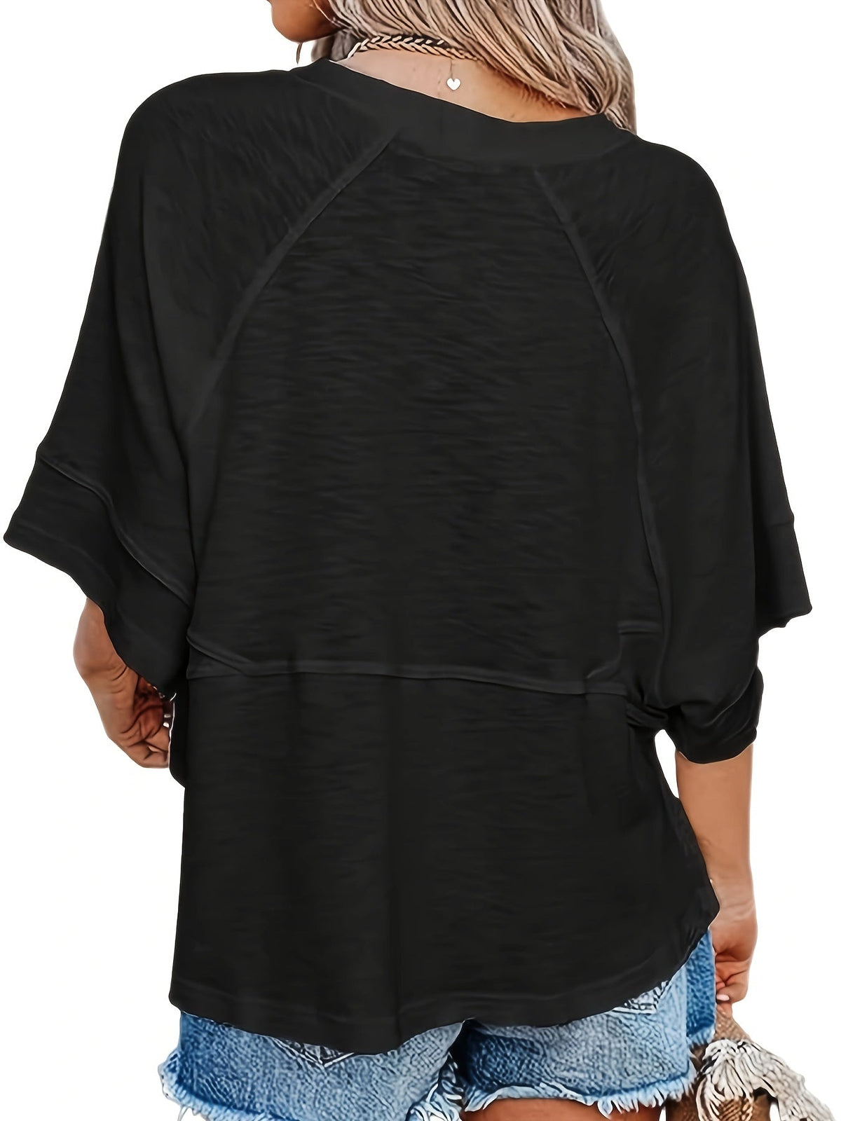 Solid Crew Neck Loose Basic T-shirt, Casual Half Sleeve T-Shirt